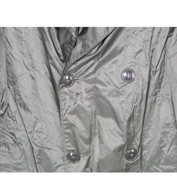 Nylon Green Rubber Coated Button Down Lined Long Raincoat Size 38 - Picture 4 of 10